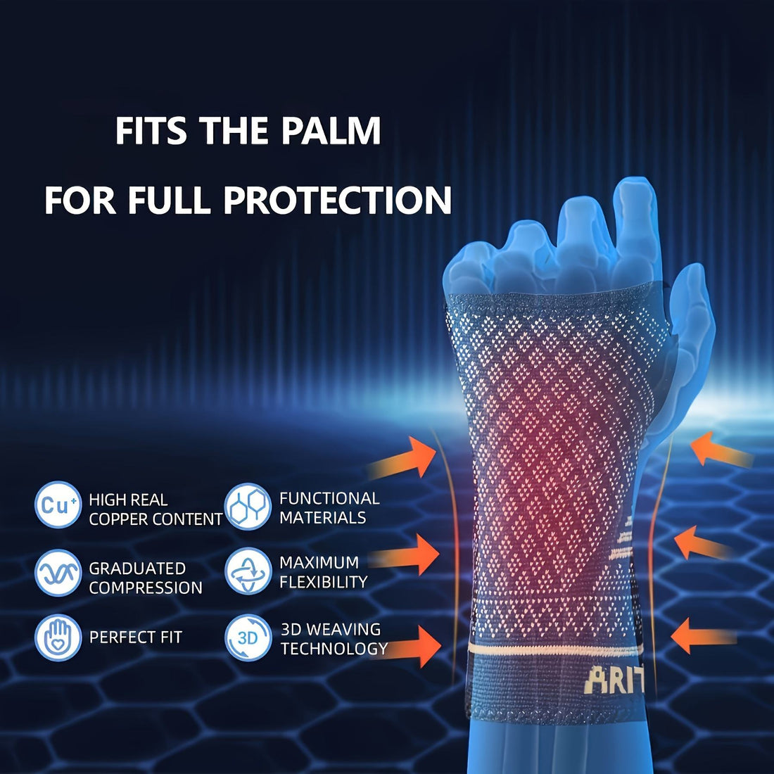 Copper Wrist Support Compression Sleeves